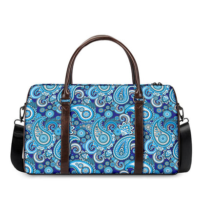 Blue Paisley Pattern Print Duffle Bag