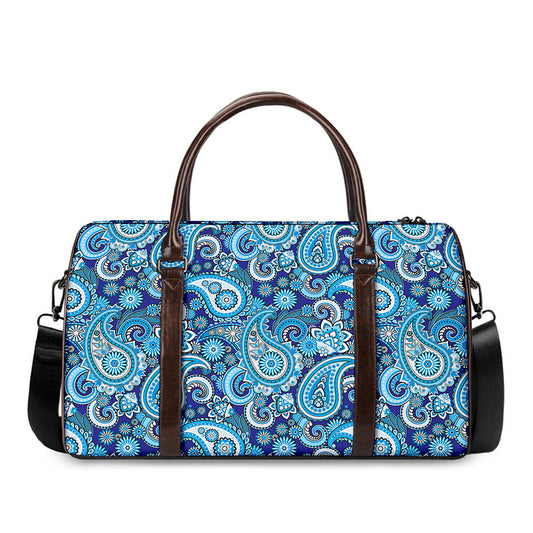 Blue Paisley Pattern Print Duffle Bag