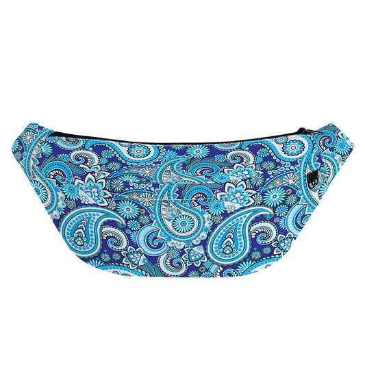 Blue Paisley Pattern Print Fanny Pack