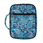 Blue Paisley Pattern Print Front Pocket Bible Bag