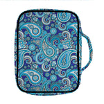 Blue Paisley Pattern Print Front Pocket Bible Bag