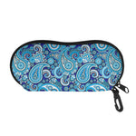 Blue Paisley Pattern Print Glasses Case