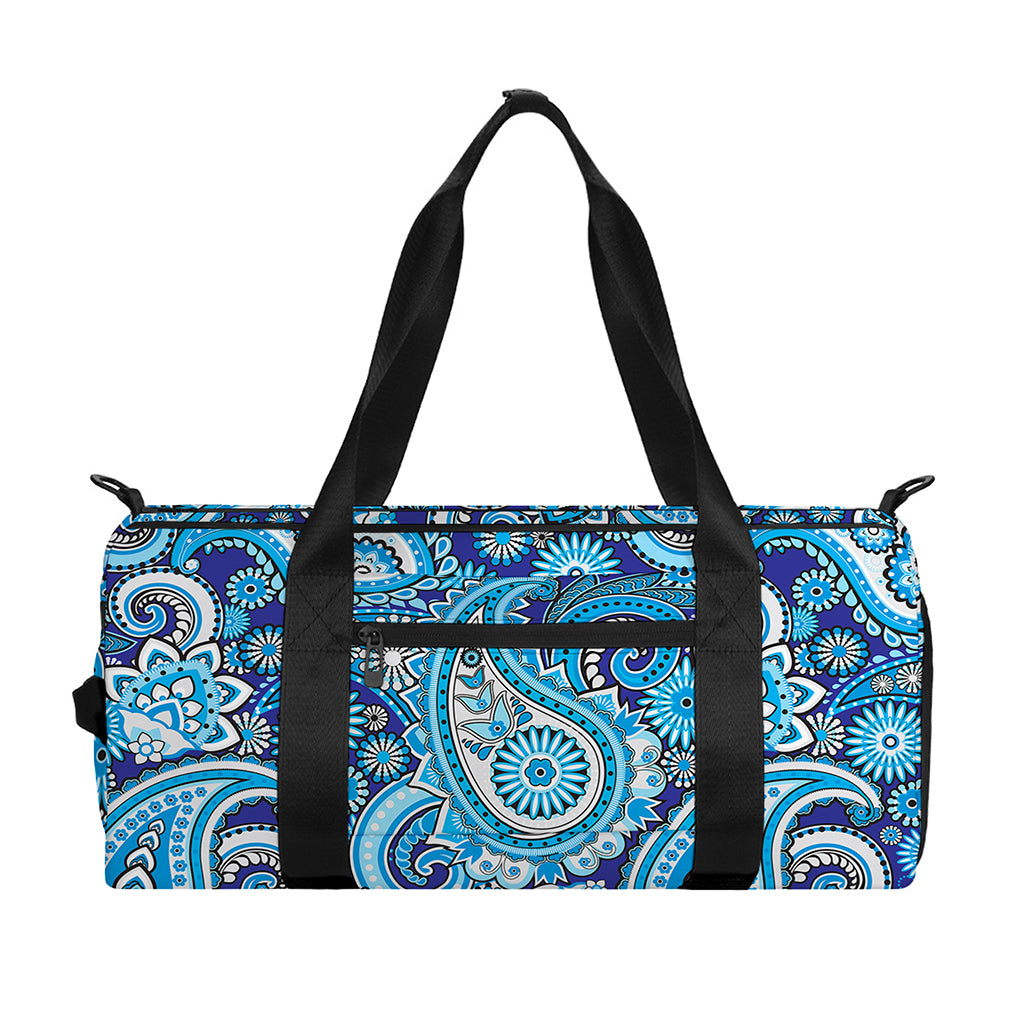 Blue Paisley Pattern Print Gym Bag