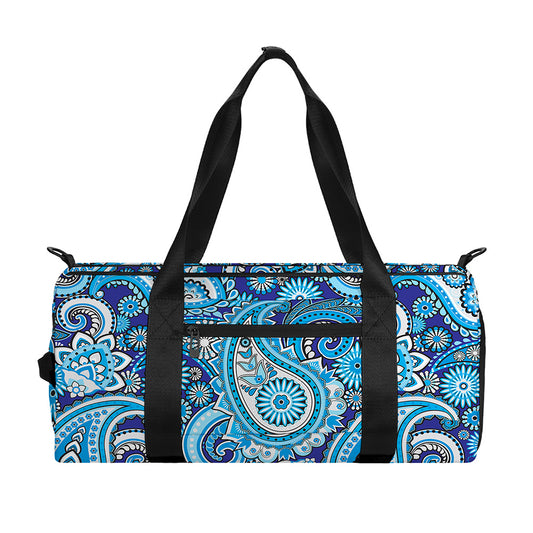 Blue Paisley Pattern Print Gym Bag