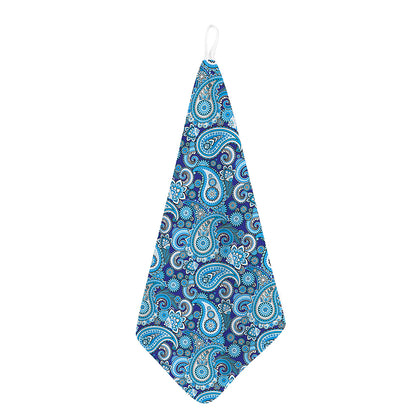 Blue Paisley Pattern Print Hand Towel