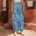 Blue Paisley Pattern Print Harem Pants