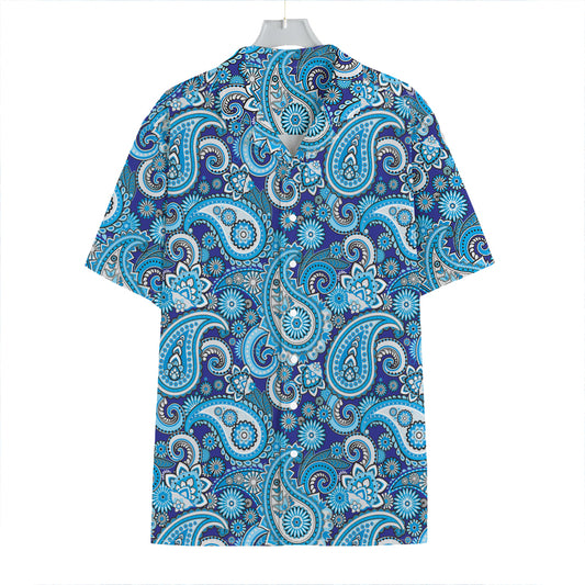 Blue Paisley Pattern Print Hawaiian Shirt