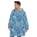 Blue Paisley Pattern Print Hoodie Blanket