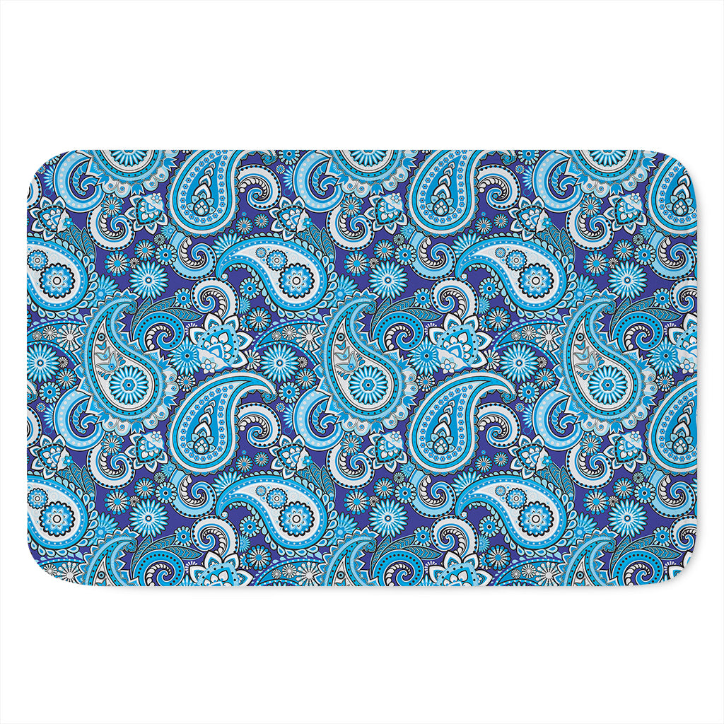 Blue Paisley Pattern Print Indoor Door Mat