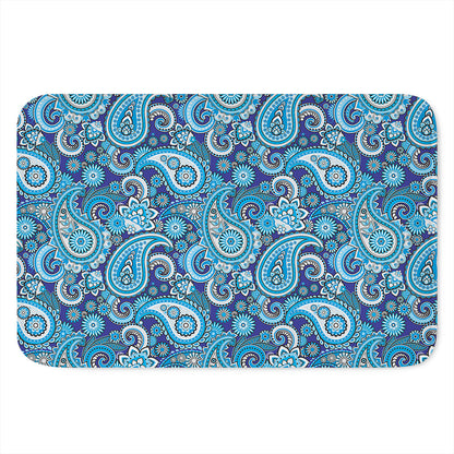 Blue Paisley Pattern Print Indoor Door Mat