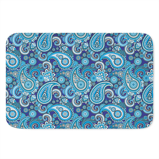 Blue Paisley Pattern Print Indoor Door Mat