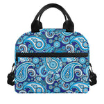 Blue Paisley Pattern Print Insulated Lunch Bag