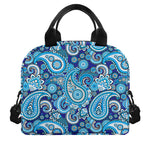 Blue Paisley Pattern Print Insulated Lunch Bag