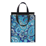 Blue Paisley Pattern Print Insulated Lunch Tote