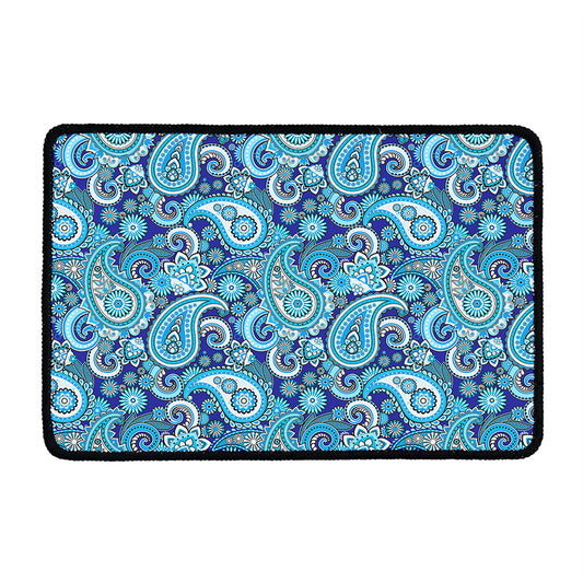 Blue Paisley Pattern Print Kitchen Mat
