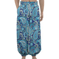 Blue Paisley Pattern Print Lantern Pants