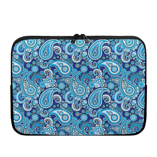 Blue Paisley Pattern Print Laptop Sleeve