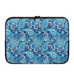 Blue Paisley Pattern Print Laptop Sleeve