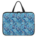 Blue Paisley Pattern Print Laptop Sleeve With Handle
