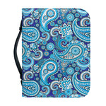 Blue Paisley Pattern Print Leather Bible Cover