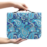 Blue Paisley Pattern Print Leather Bible Cover