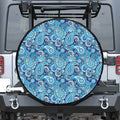 Blue Paisley Pattern Print Leather Spare Tire Cover