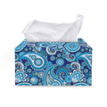 Blue Paisley Pattern Print Leather Tissue Box Cover