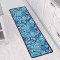 Blue Paisley Pattern Print Long Kitchen Mat