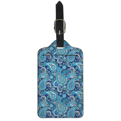 Blue Paisley Pattern Print Luggage Tag