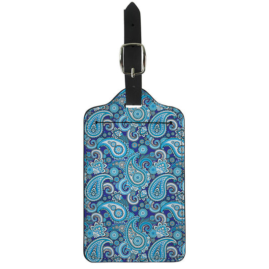 Blue Paisley Pattern Print Luggage Tag