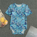 Blue Paisley Pattern Print Men's Bodysuit