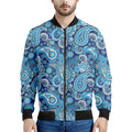 Blue Paisley Pattern Print Men's Bomber Jacket