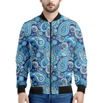Blue Paisley Pattern Print Men's Bomber Jacket