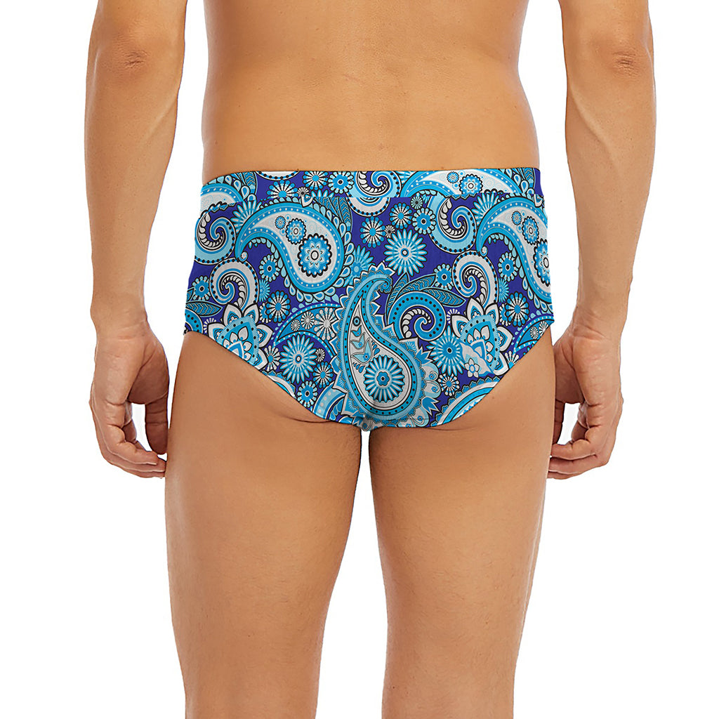 Blue Paisley Pattern Print Men's Briefs