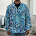 Blue Paisley Pattern Print Men's Shirt Jacket