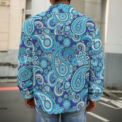 Blue Paisley Pattern Print Men's Shirt Jacket