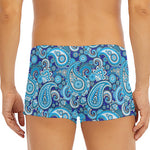 Blue Paisley Pattern Print Men's Short Boxer Briefs