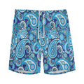 Blue Paisley Pattern Print Men's Athletic Shorts