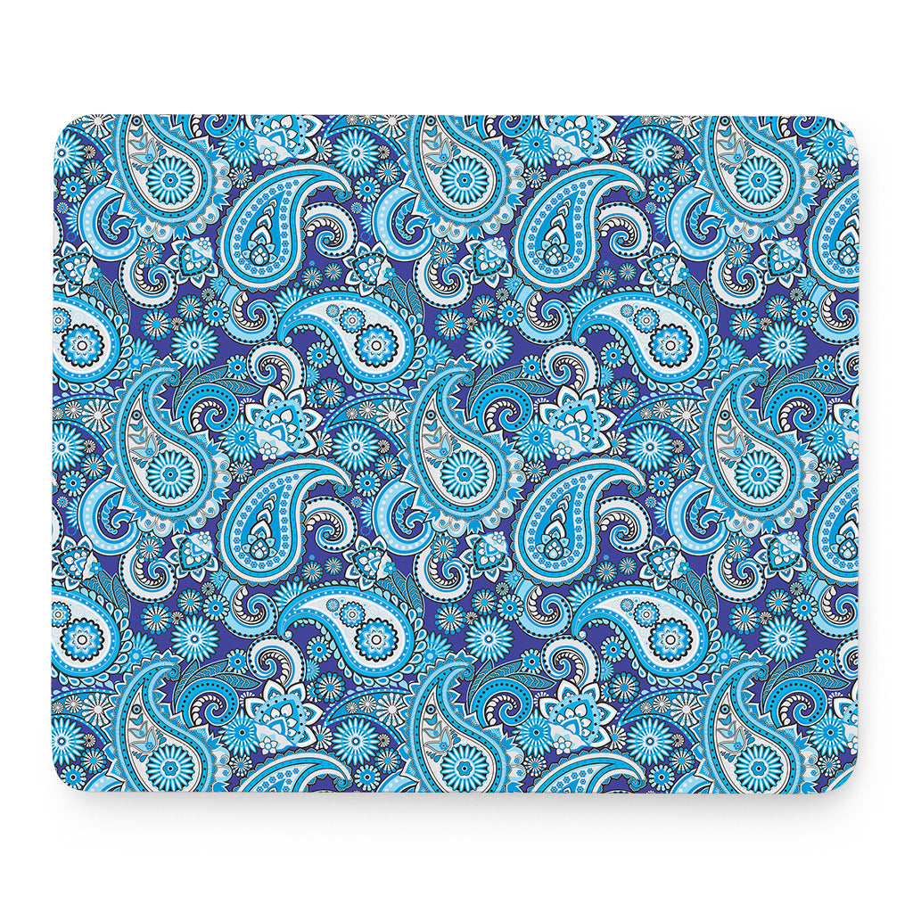 Blue Paisley Pattern Print Mouse Pad