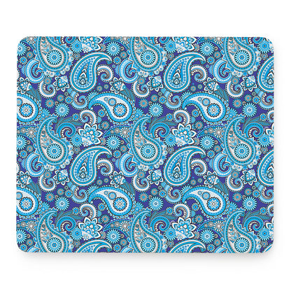 Blue Paisley Pattern Print Mouse Pad