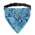 Blue Paisley Pattern Print Over The Collar Dog Bandana
