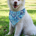 Blue Paisley Pattern Print Over The Collar Dog Bandana