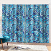 Blue Paisley Pattern Print Pencil Pleat Curtains