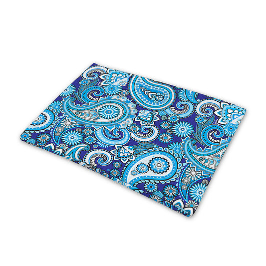 Blue Paisley Pattern Print Pet Cooling Mat Cover
