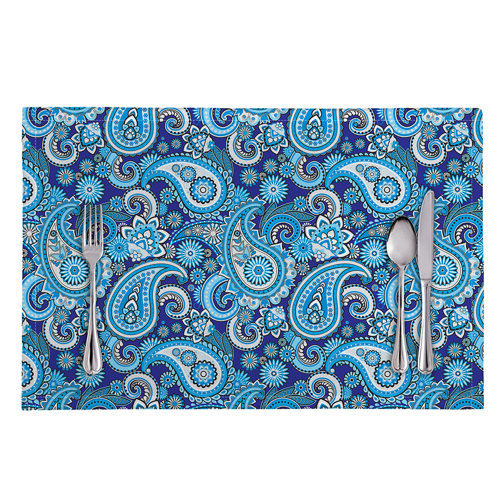 Blue Paisley Pattern Print Placemat