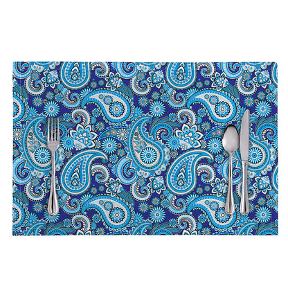Blue Paisley Pattern Print Placemat