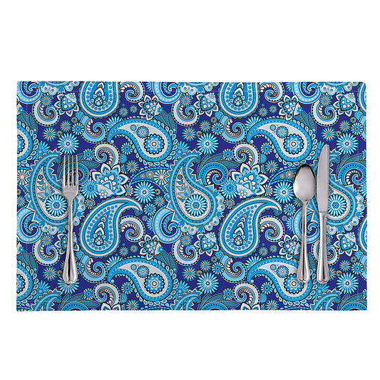Blue Paisley Pattern Print Placemat
