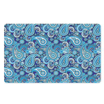 Blue Paisley Pattern Print Polyester Doormat