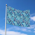 Blue Paisley Pattern Print Polyester Flag