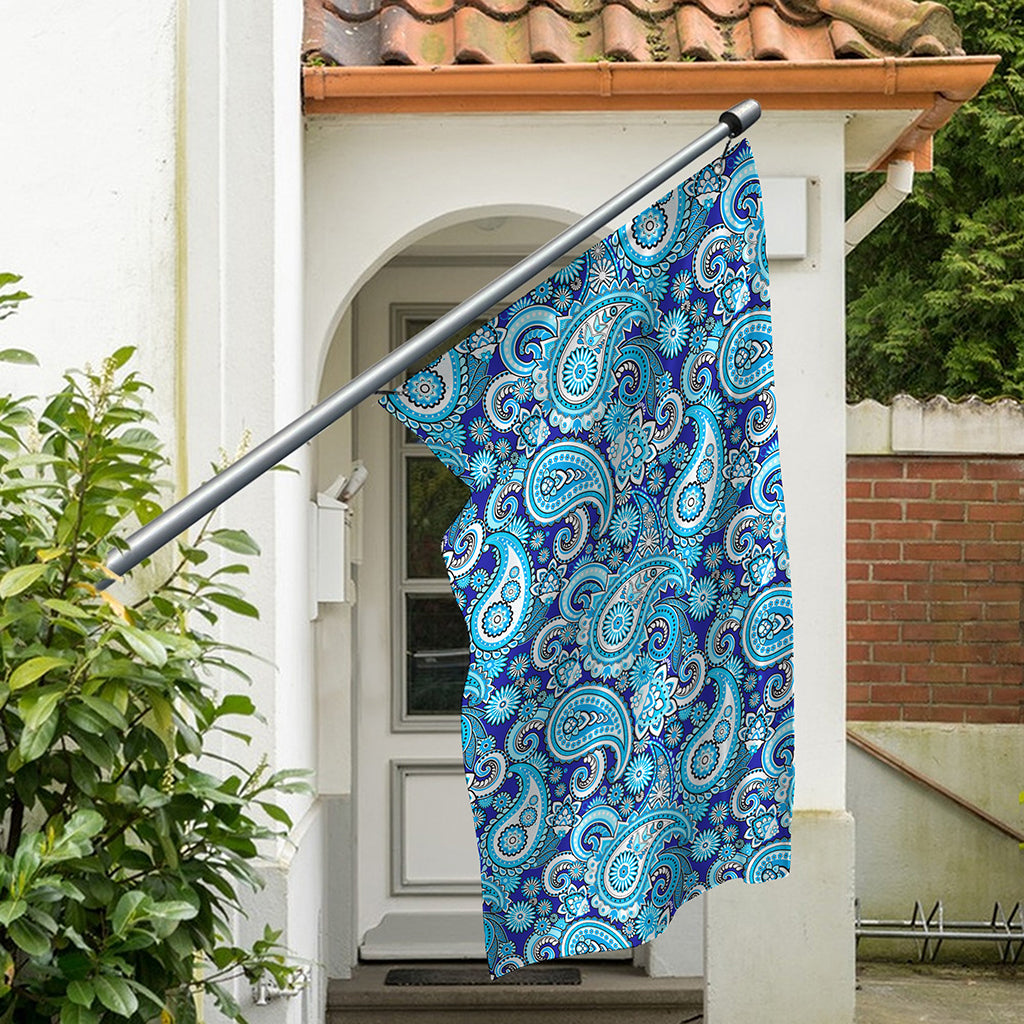 Blue Paisley Pattern Print Polyester Flag